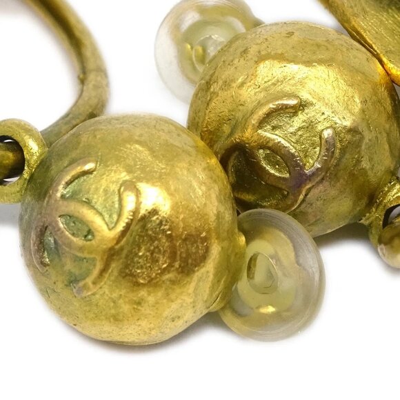 Chanel Dangle Hoop Earrings Clip-On Gold 94A - Picture 3 of 4